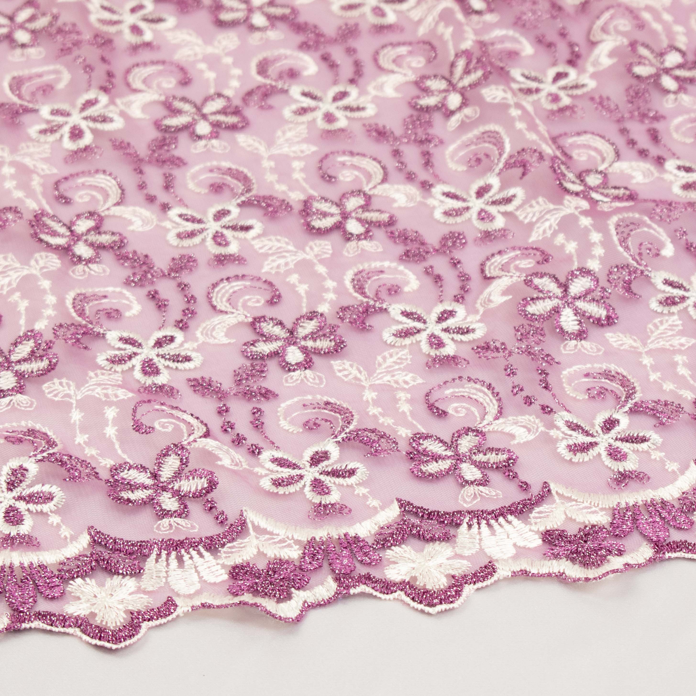 Metallic Floral Lace Design-1 Purple