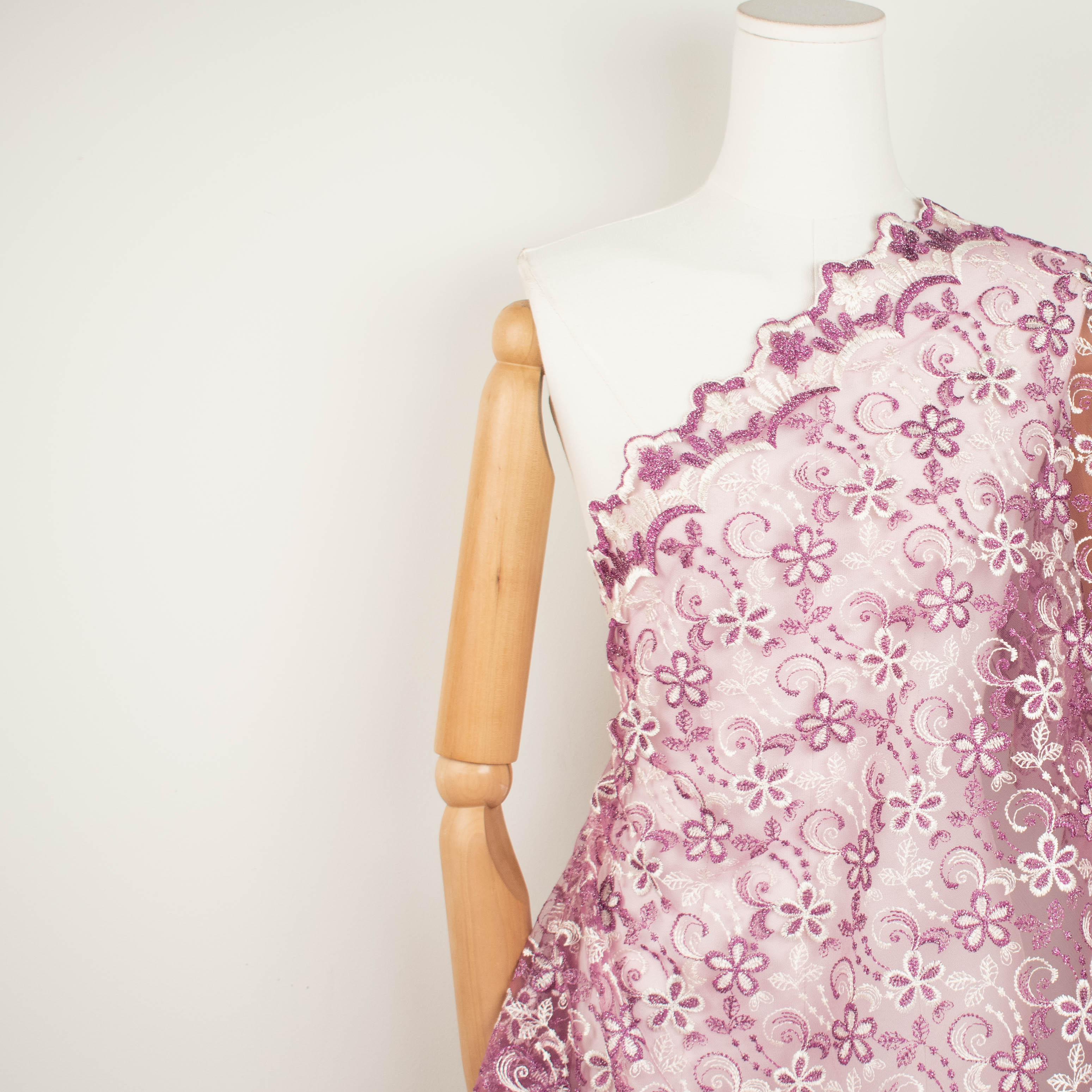 Metallic Floral Lace Design-1 Purple