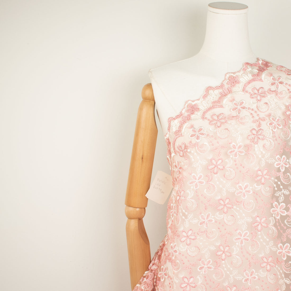 Metallic Floral Lace Design-1 Baby Pink