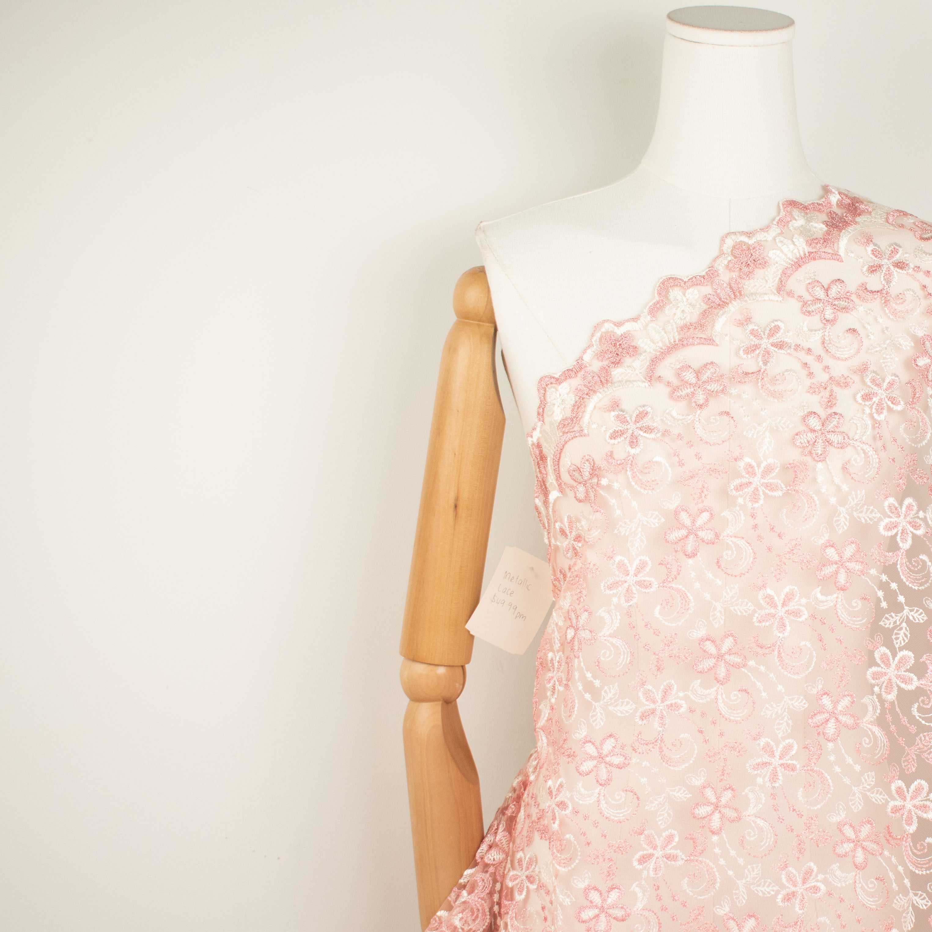 Metallic Floral Lace Design-1 Baby Pink