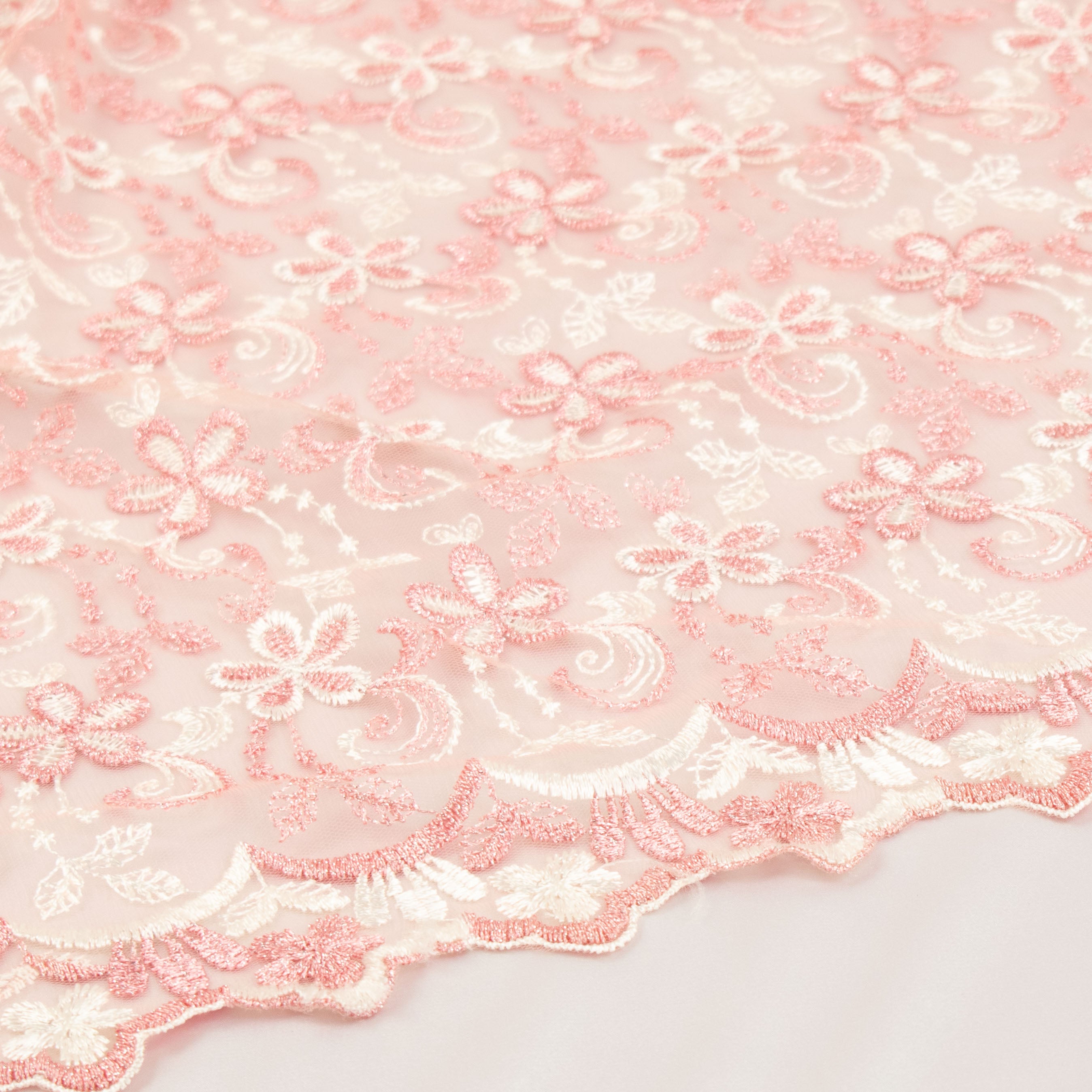 Metallic Floral Lace Design-1 Baby Pink