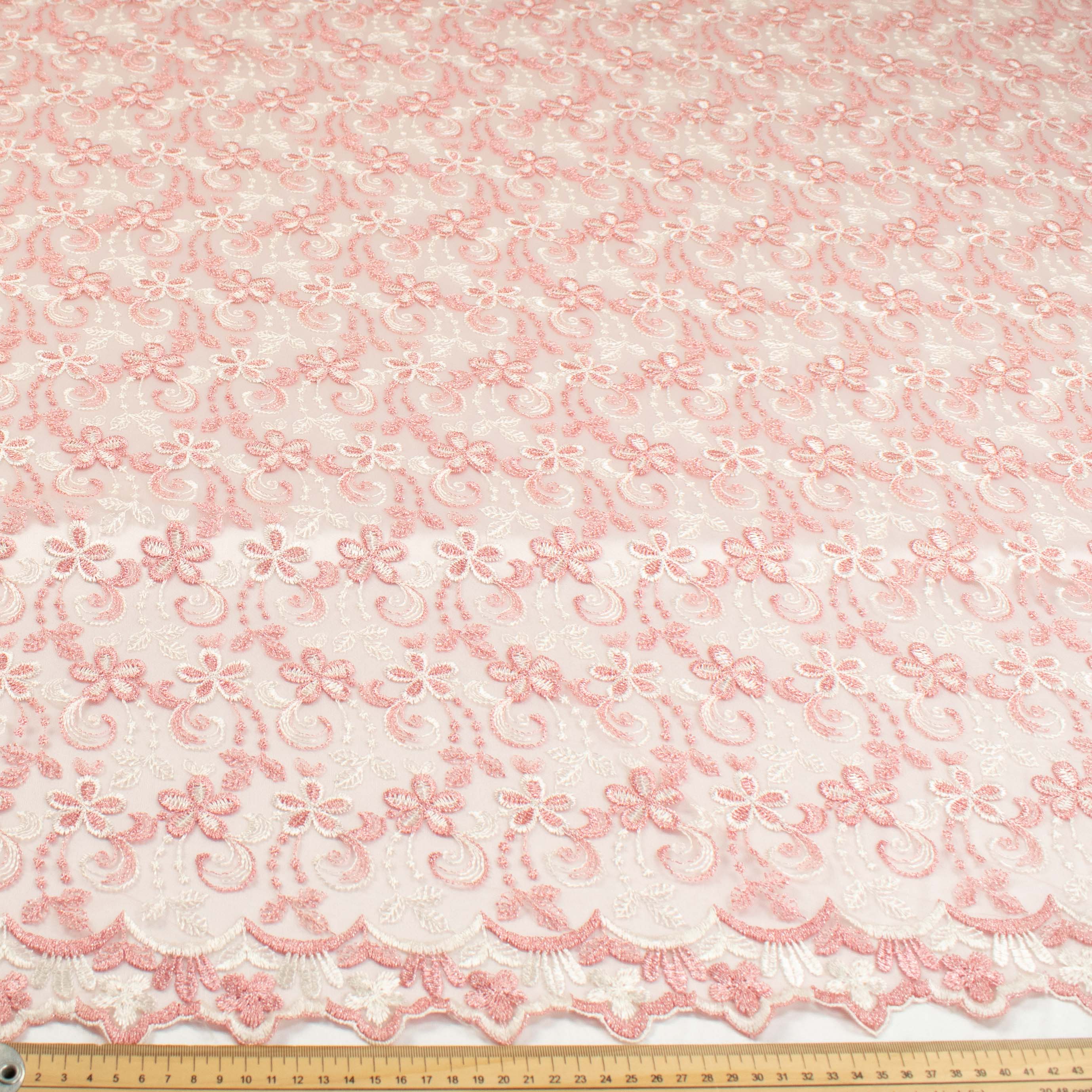 Metallic Floral Lace Design-1 Baby Pink