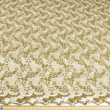 Metallic Floral Lace Design-1 Olive Green