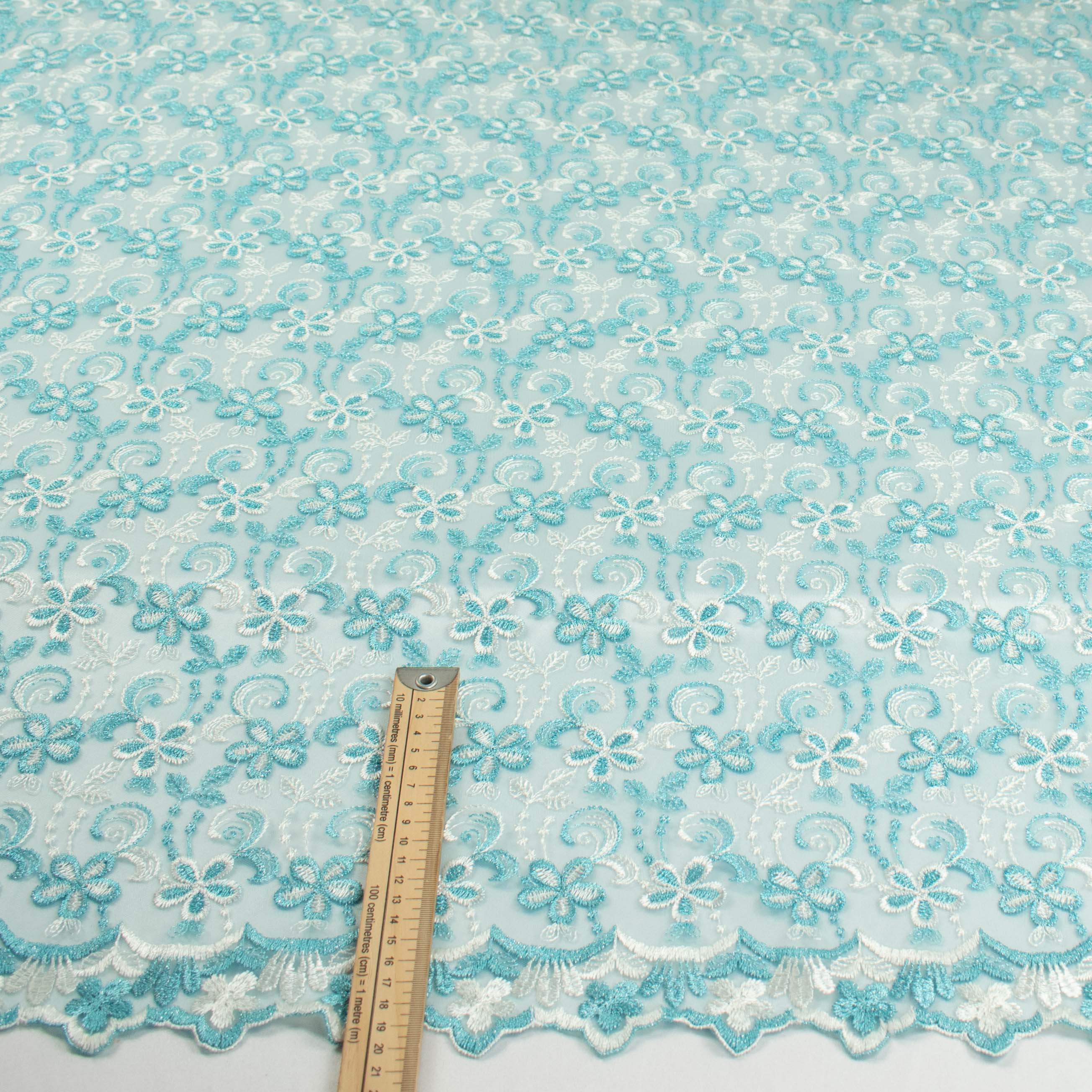 Metallic Floral Lace Design-1 Blue