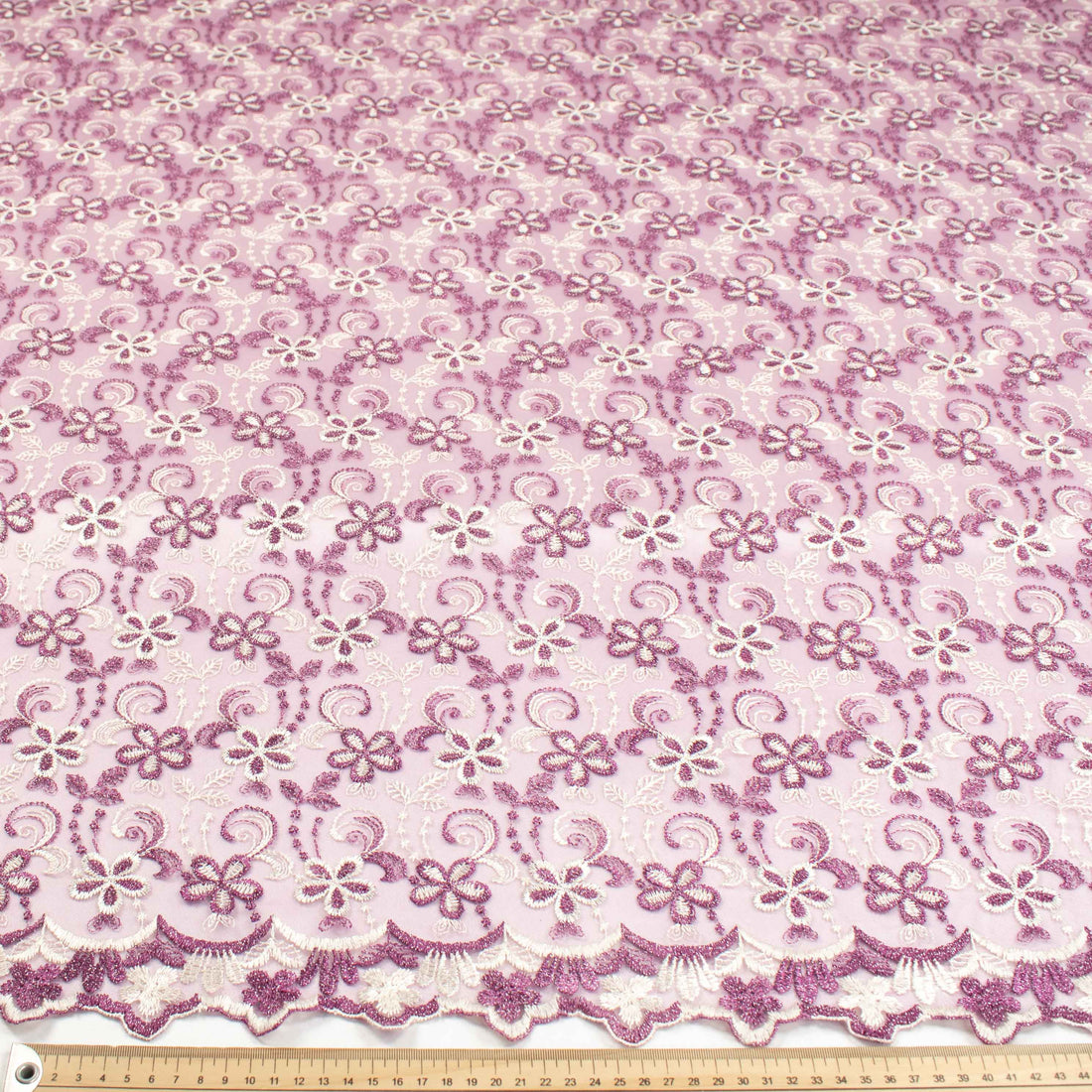 Metallic Floral Lace Design-1 Purple