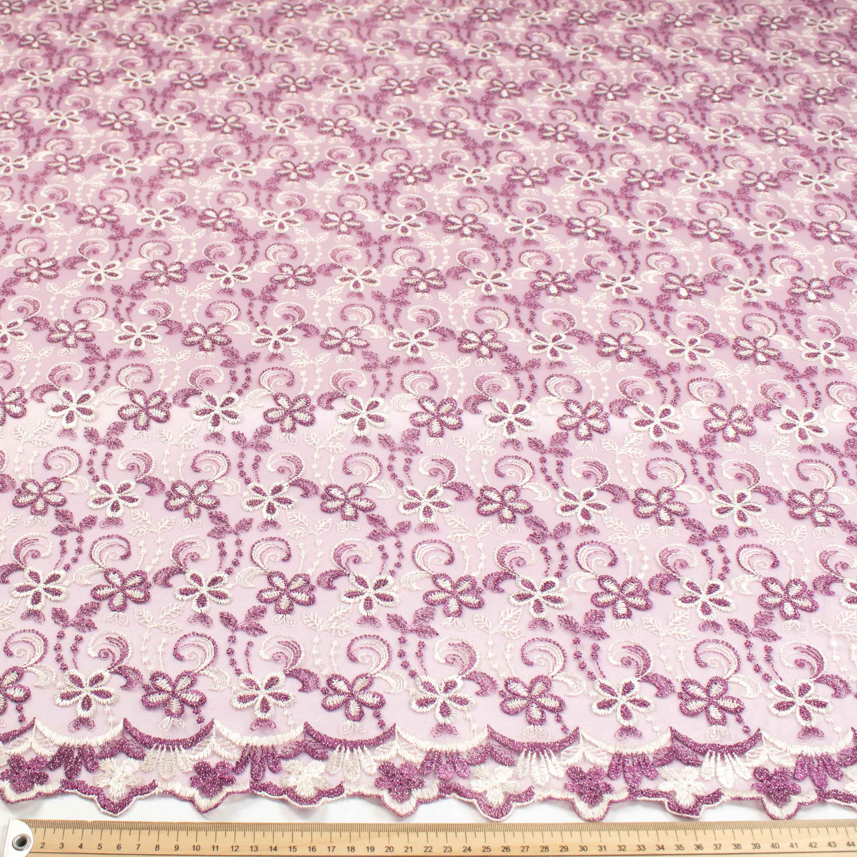Metallic Floral Lace Design-1 Purple