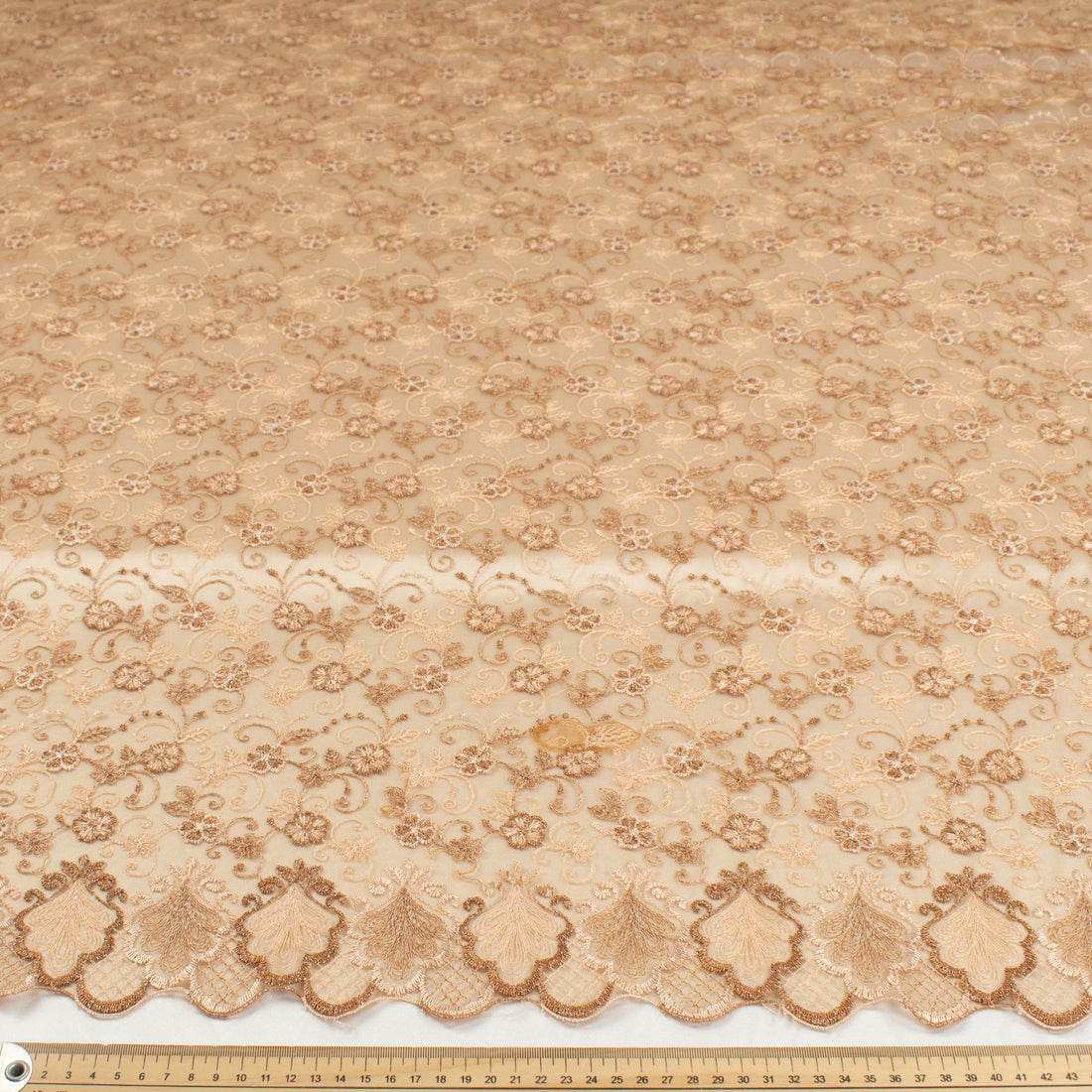 Metallic Floral Lace Design-2 Brown