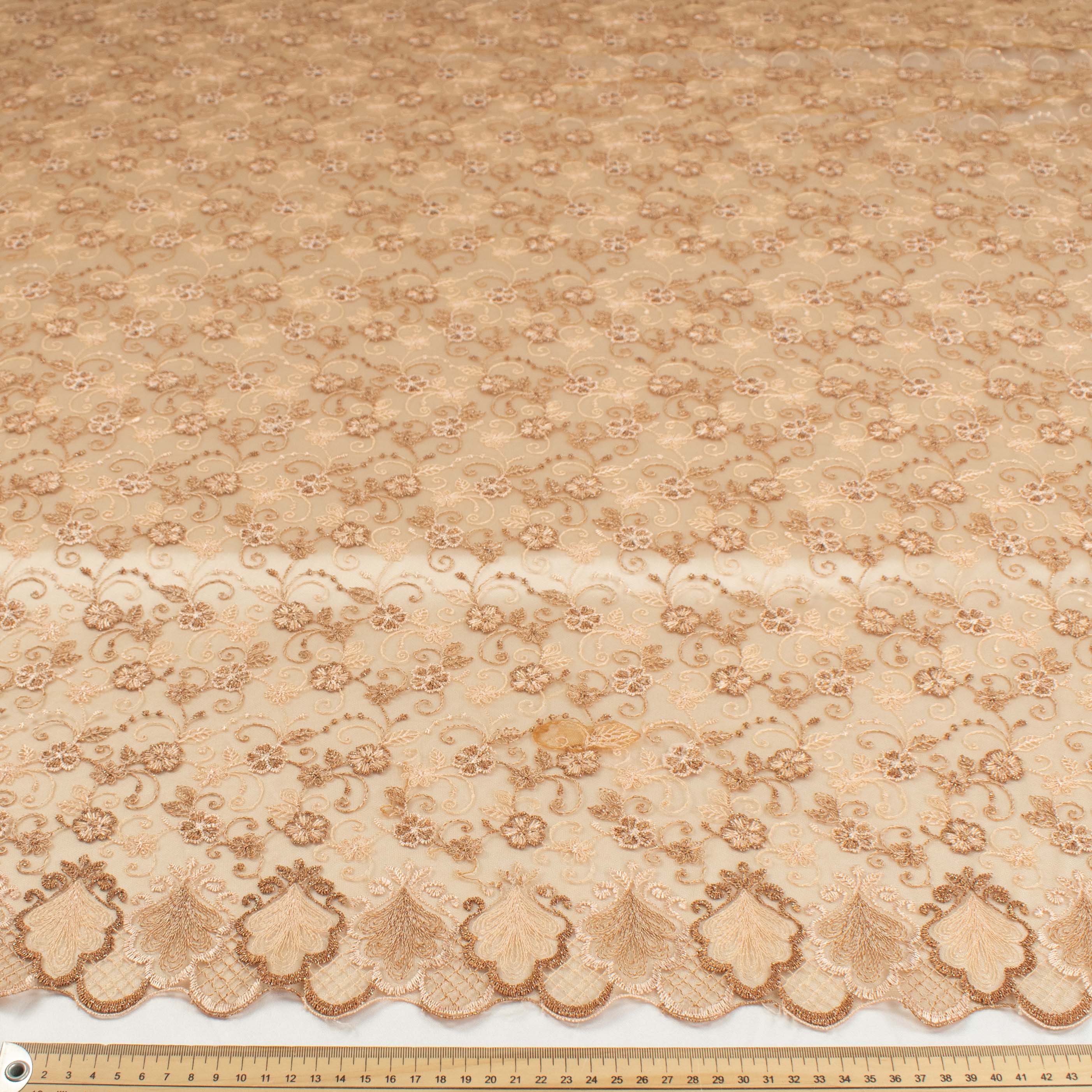 Metallic Floral Lace Design-2 Brown