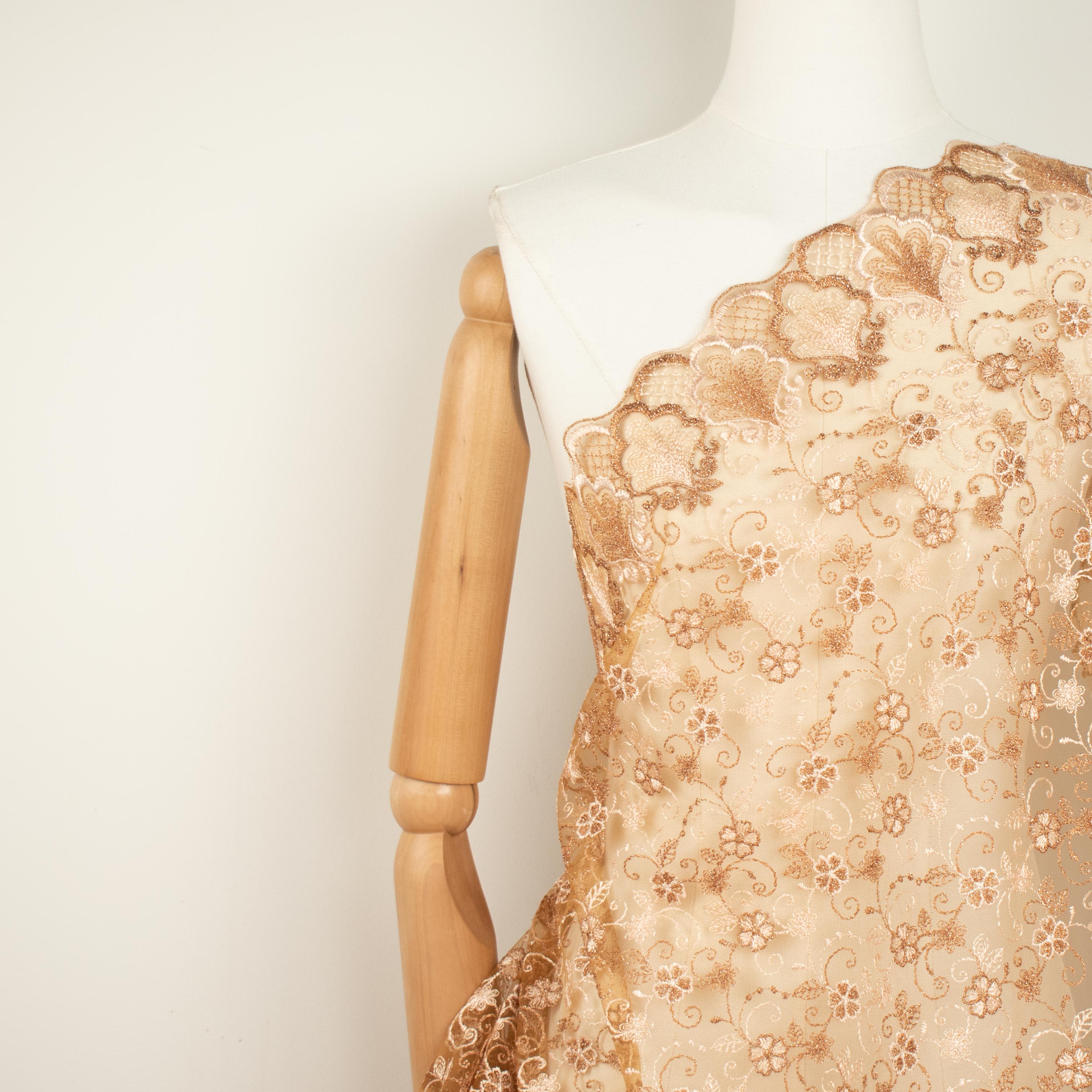 Metallic Floral Lace Design-2 Brown