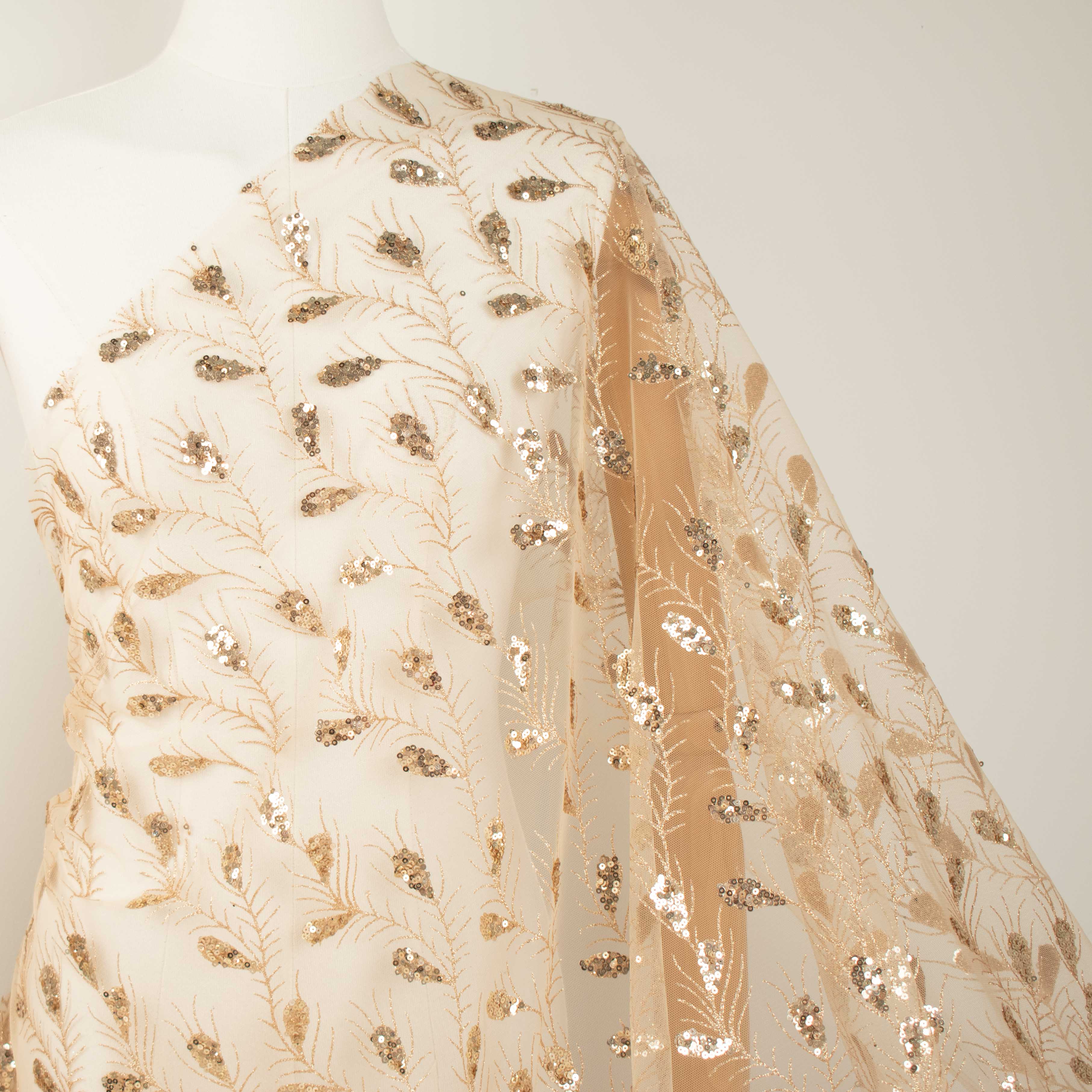 Metallic Glitter Sequin Mesh Lace Design-Gold 3