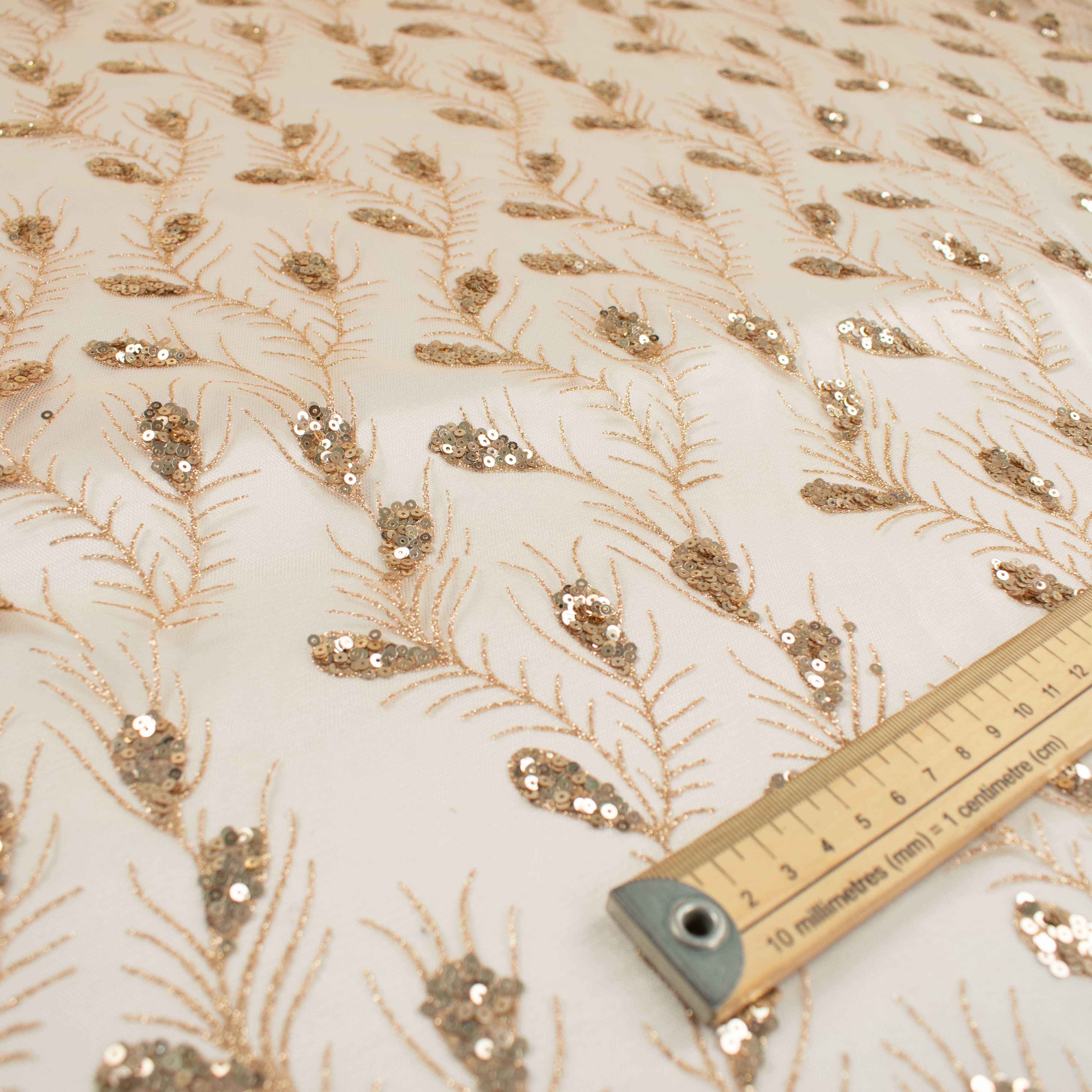 Metallic Glitter Sequin Mesh Lace Design-Gold 3