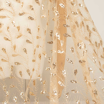 Metallic Glitter Sequin Mesh Lace Design-Gold 3