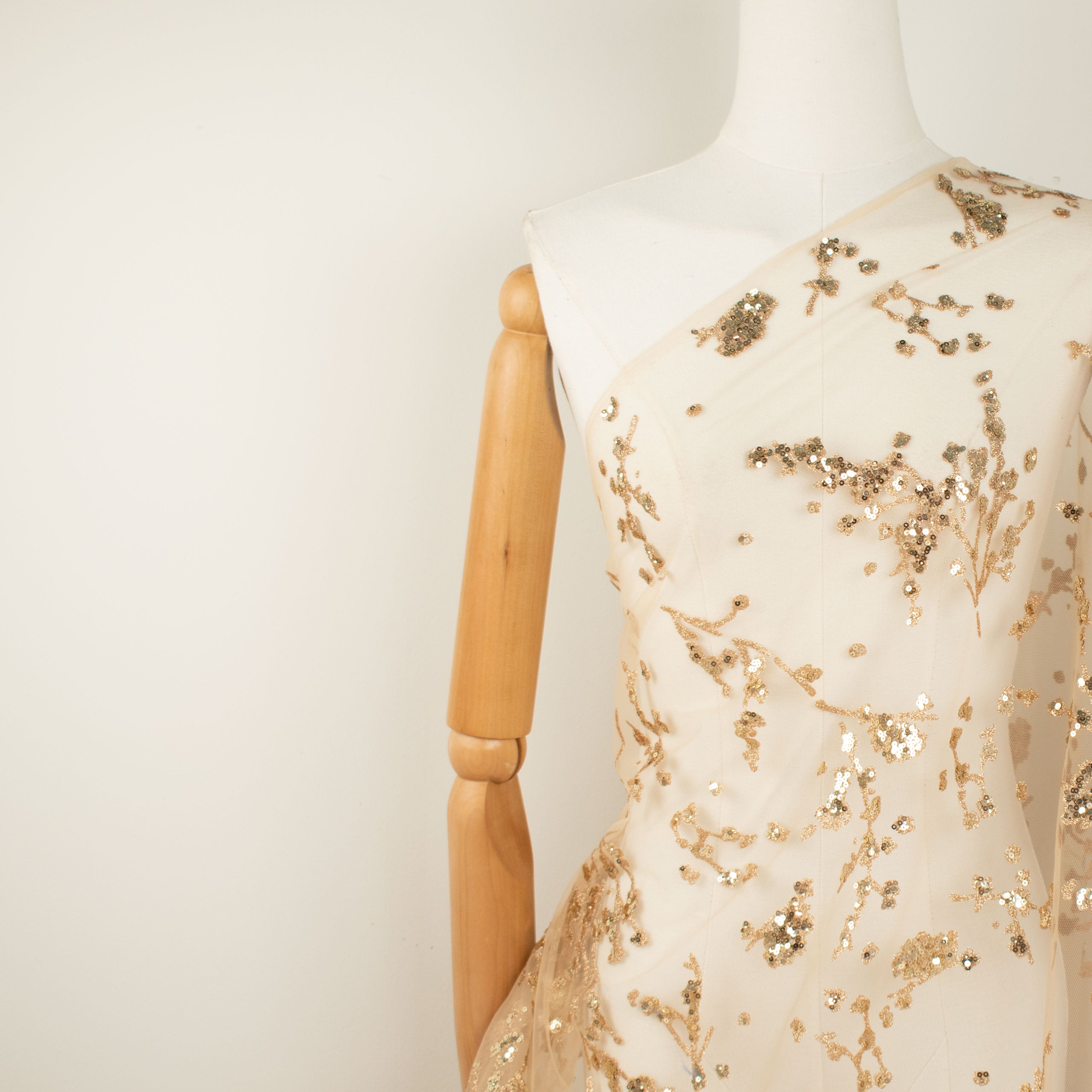 Metallic Glitter Sequin Mesh Lace Design-Gold 1