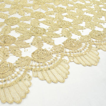 Metallic Sequin Guipure Lace Gold