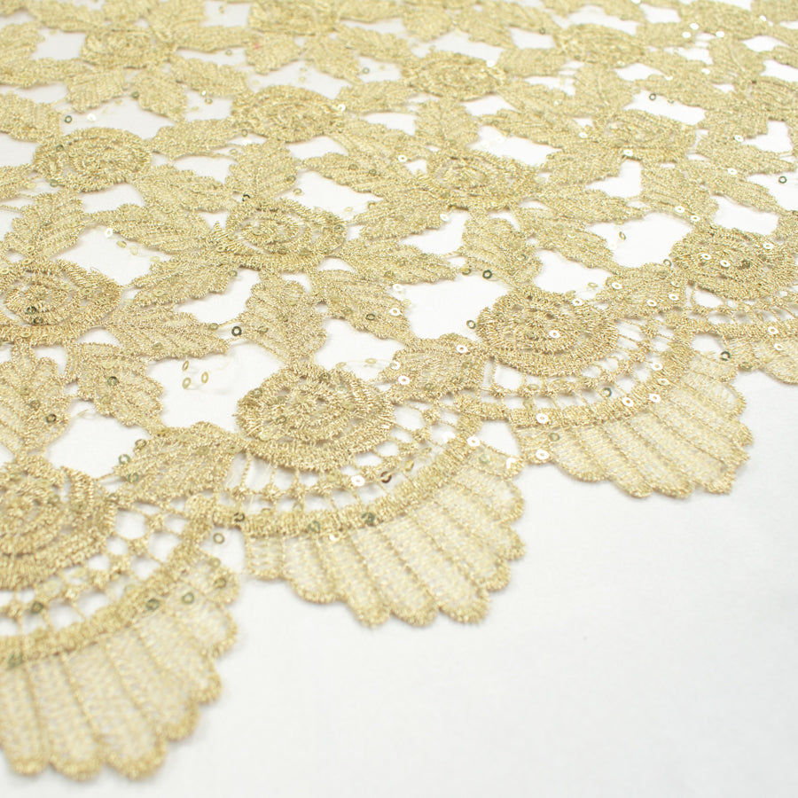 Metallic Sequin Guipure Lace Gold