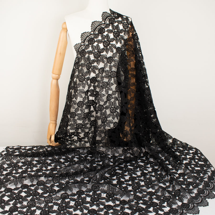 Metallic Sequin Guipure Lace Black