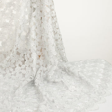 Metallic Sequin Guipure Lace Silver