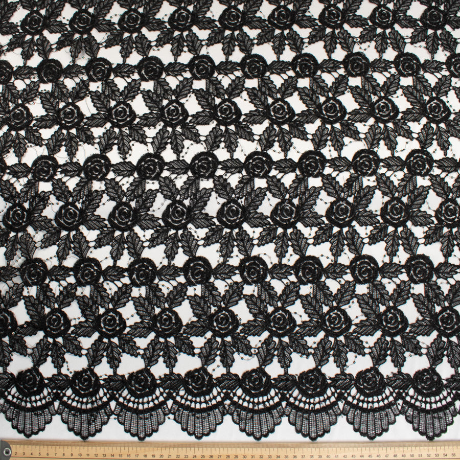 Metallic Sequin Guipure Lace Black