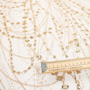 Metallic Glitter Sequin Mesh Lace Design-Gold 2