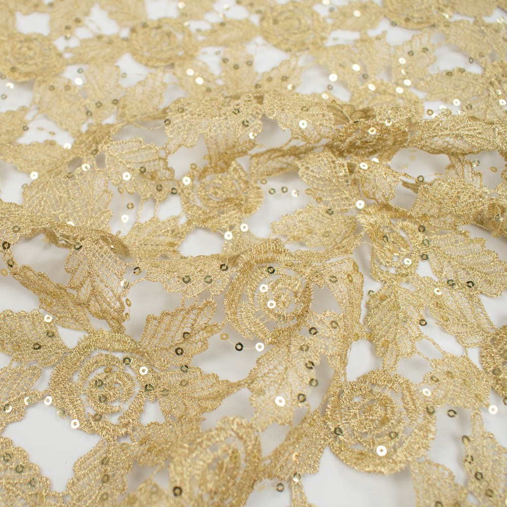Metallic Sequin Guipure Lace Gold