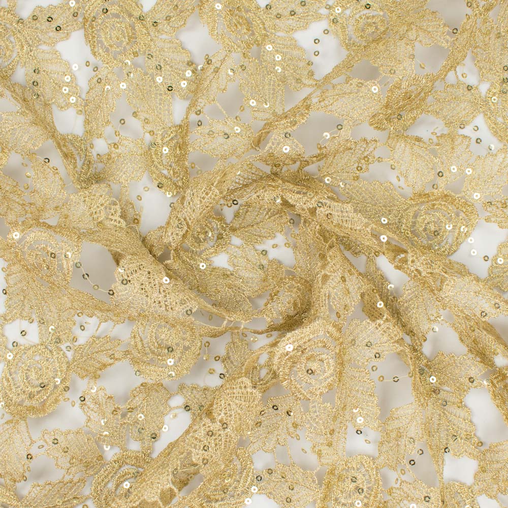 Metallic Sequin Guipure Lace Gold