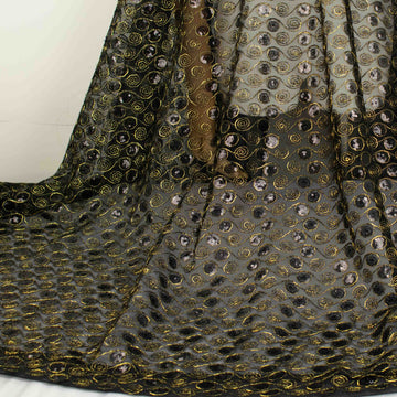 Metallic Sequin Mesh Lace Royal Gold/Black