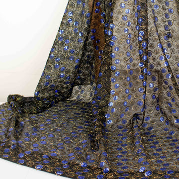 Metallic Sequin Mesh Lace Royal Blue/Black