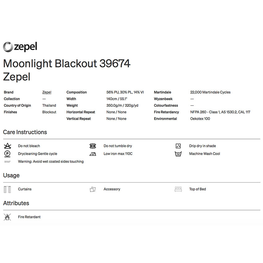 Moonlight Blackout by Zepel Curtain Drapery/Upholstery Fabric