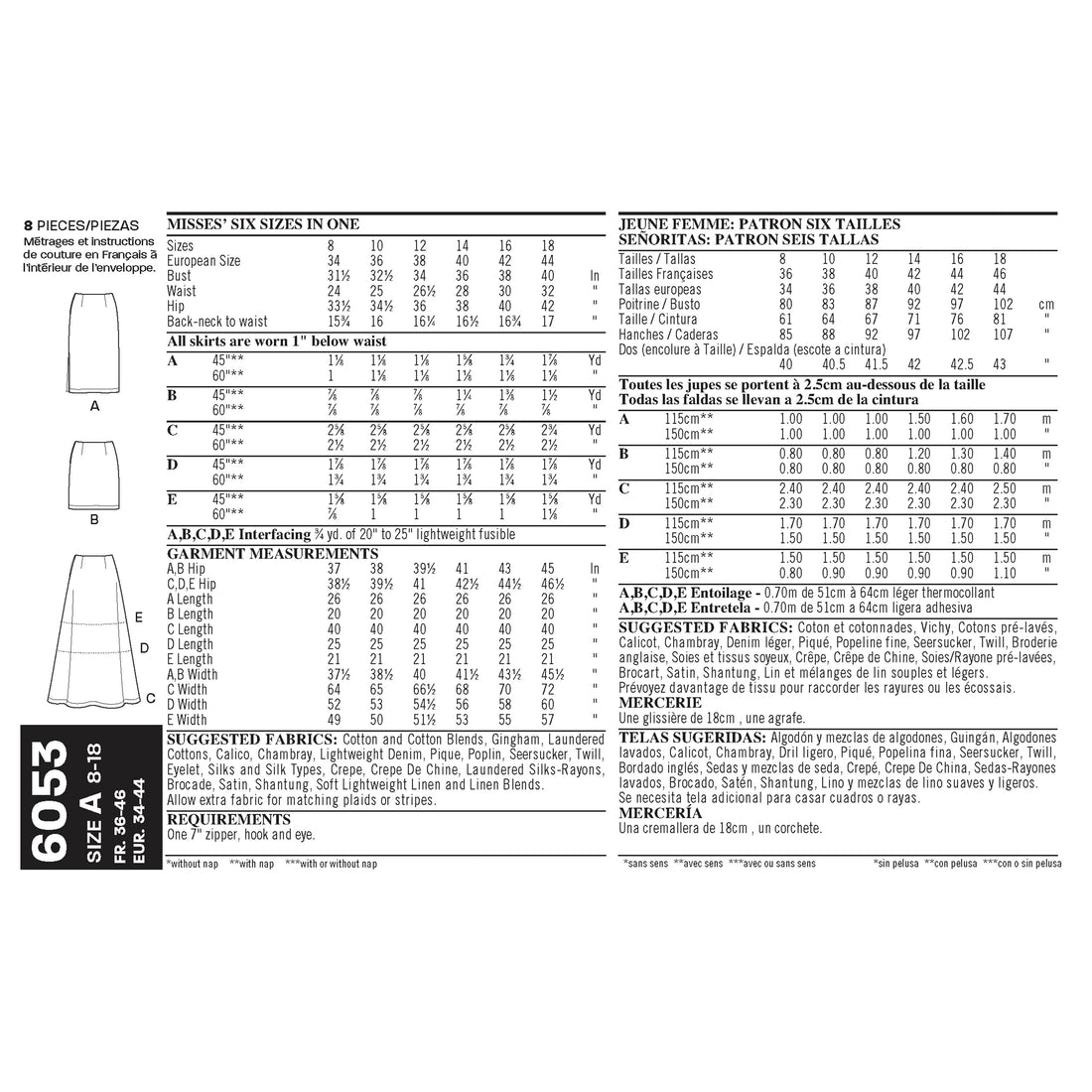 Misses' Skirts - New Look Sewing Pattern N6053