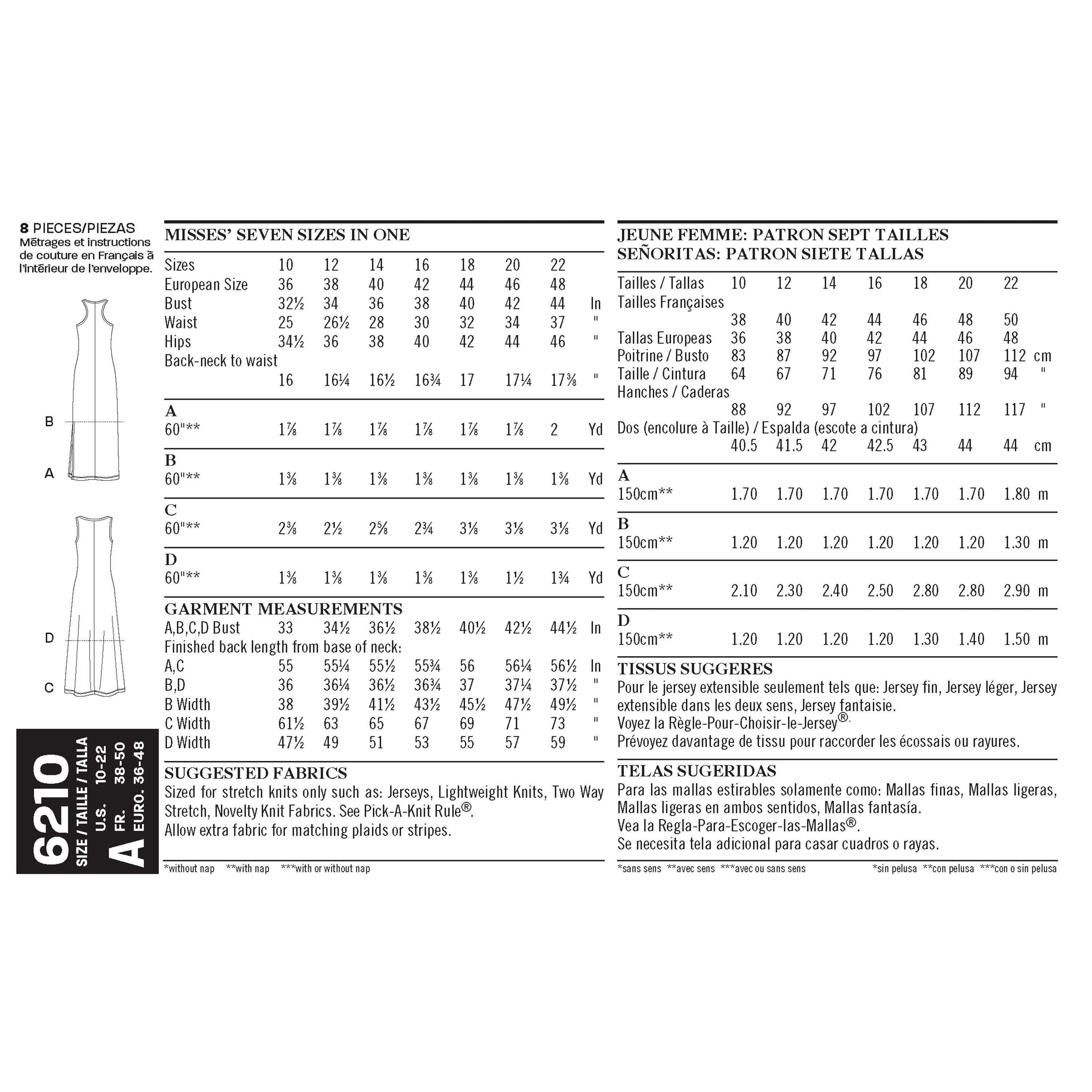 Misses' Knit Dress in Two Lengths - New Look Sewing Pattern N6210