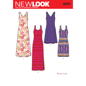 Misses' Knit Dress in Two Lengths - New Look Sewing Pattern N6210