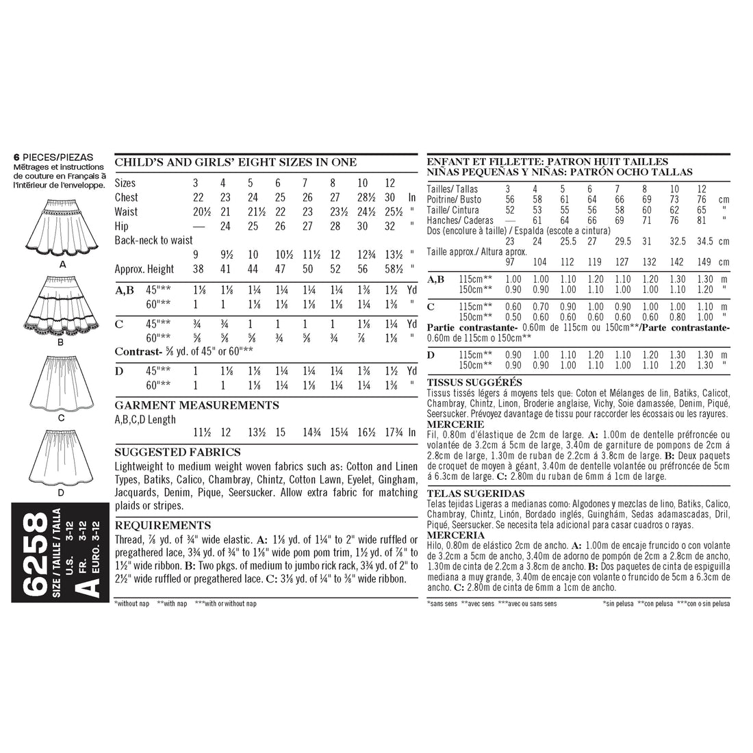 Child's and Girls' Circle Skirts - New Look Sewing Pattern N6258