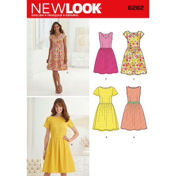 Misses' Dress with Neckline Variations - New Look Sewing Pattern N6262