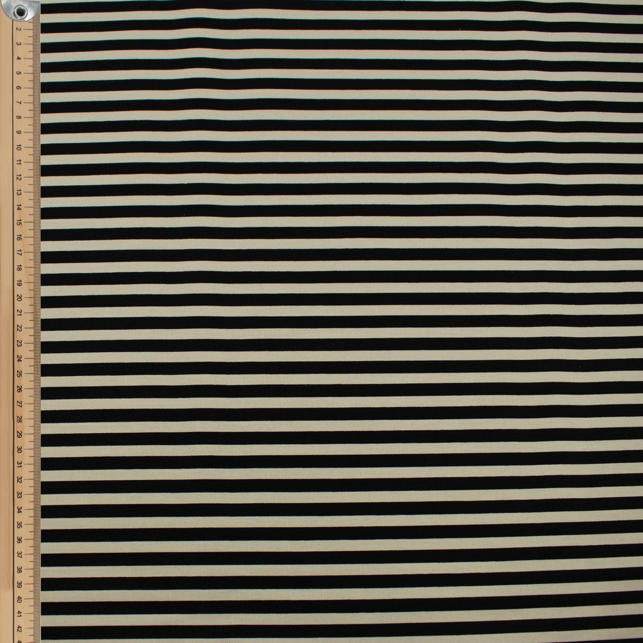 Black Natural Medium Stripe Cotton Canvas Print