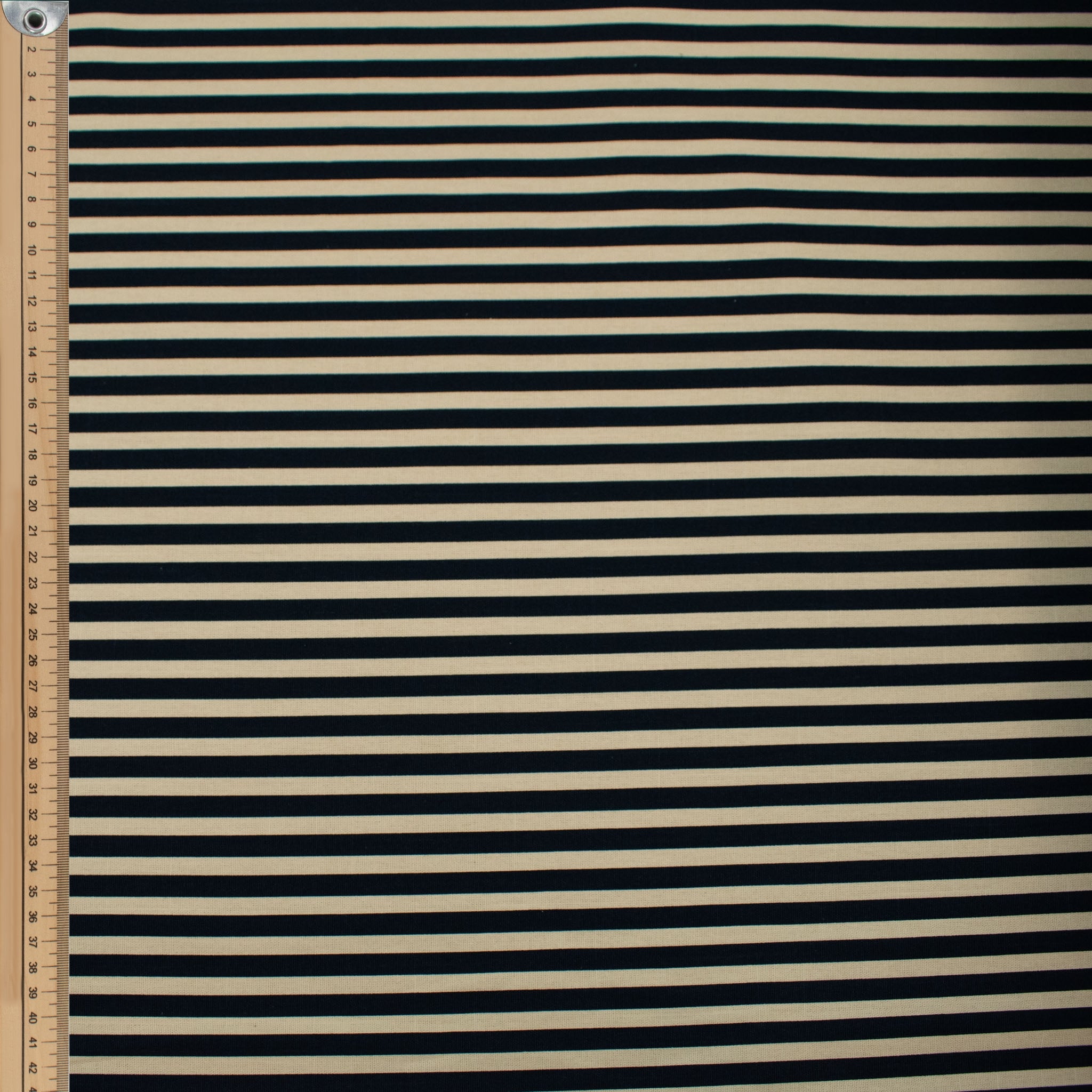 Navy Natural Medium Stripe Cotton Canvas Print