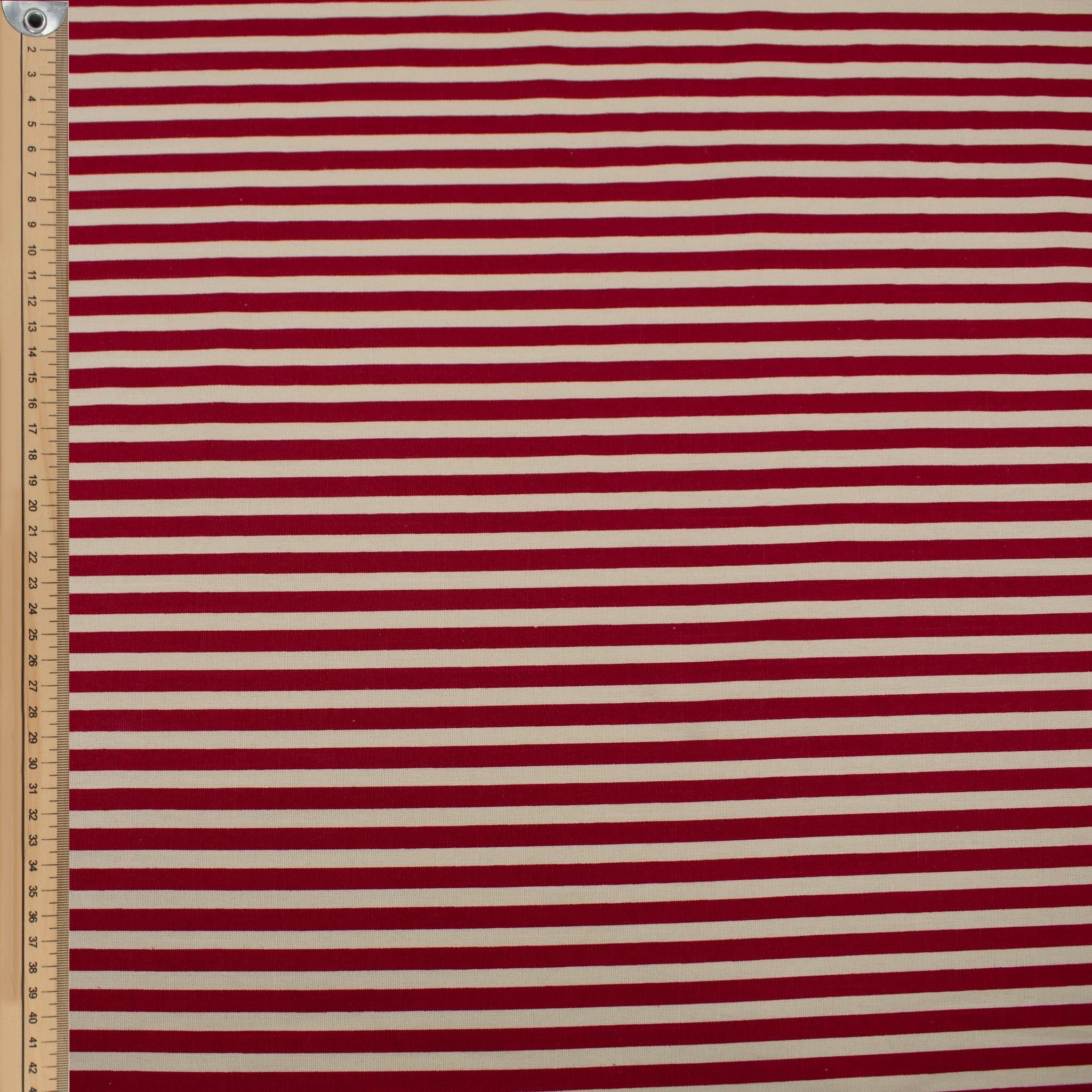 Red Natural Medium Stripe Cotton Canvas Print