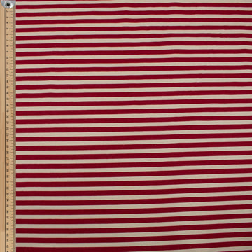 Red Natural Medium Stripe Cotton Canvas Print