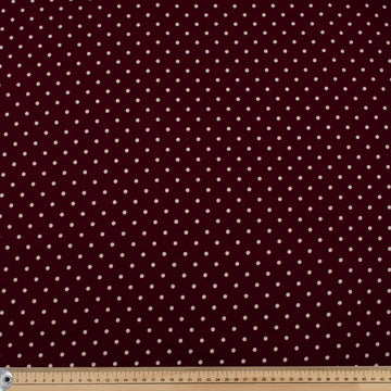 Burgundy Natural Medium Dots Cotton Canvas Print