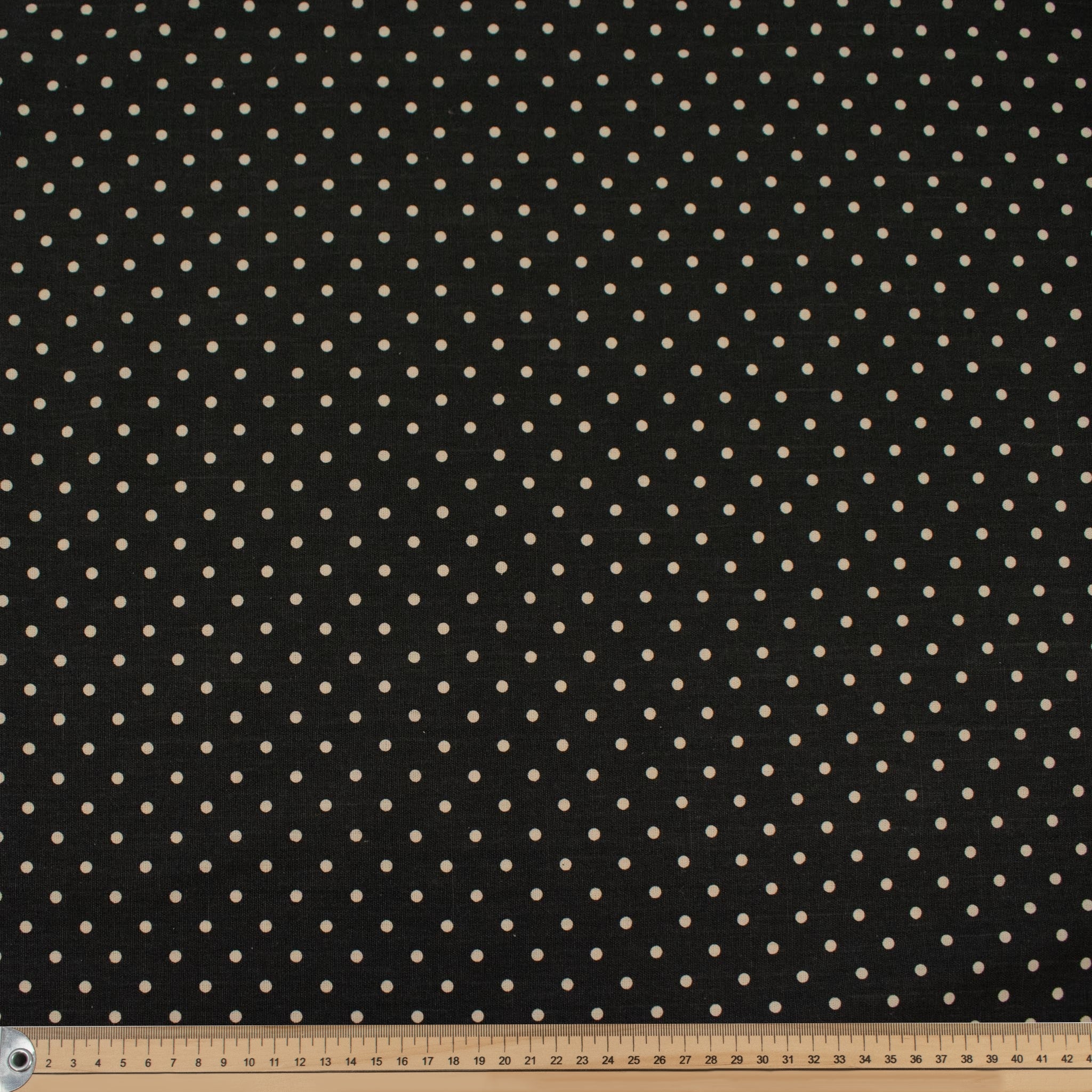 Dark Grey Natural Medium Dots Cotton Canvas Print
