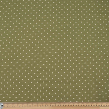 Tea Green Natural Medium Dots Cotton Canvas Print