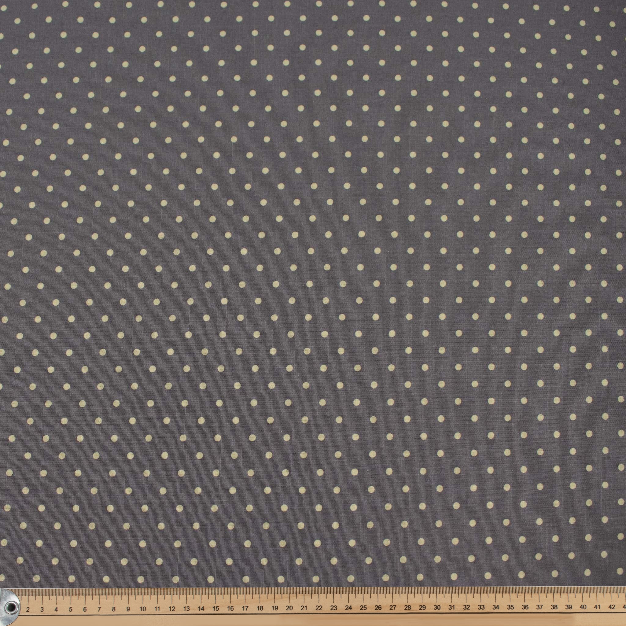 Steel Grey Natural Medium Dots Cotton Canvas Print
