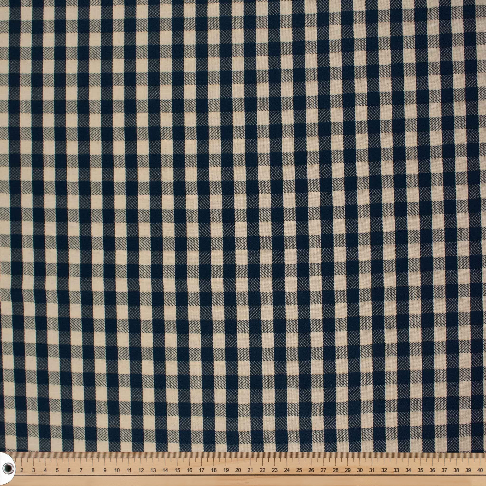 Navy Natural Gingham Cotton Canvas