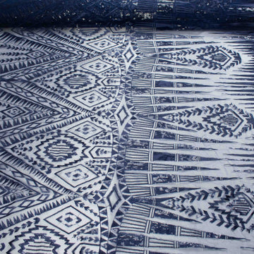 Sequin Geometric Lace Navy