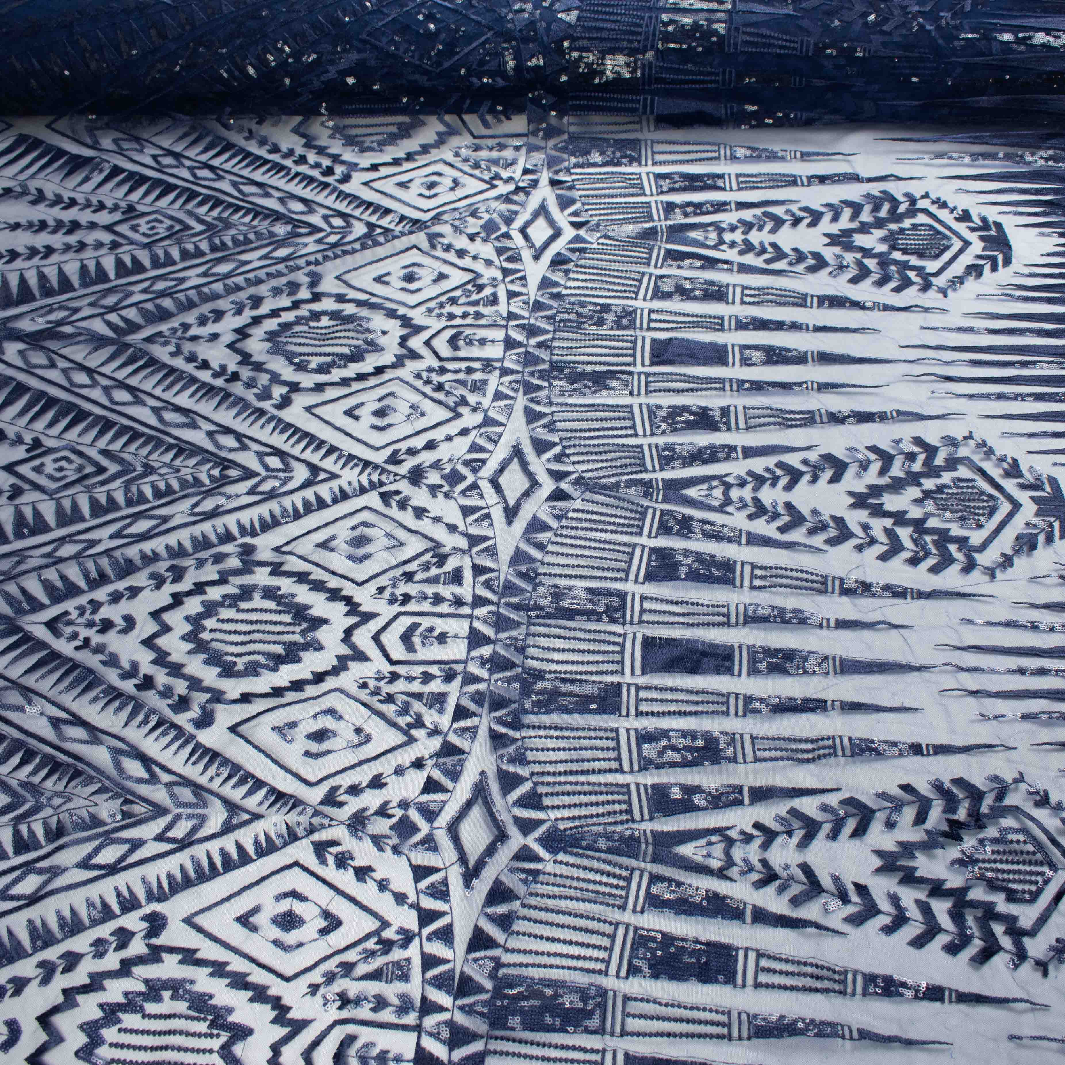 Sequin Geometric Lace Navy