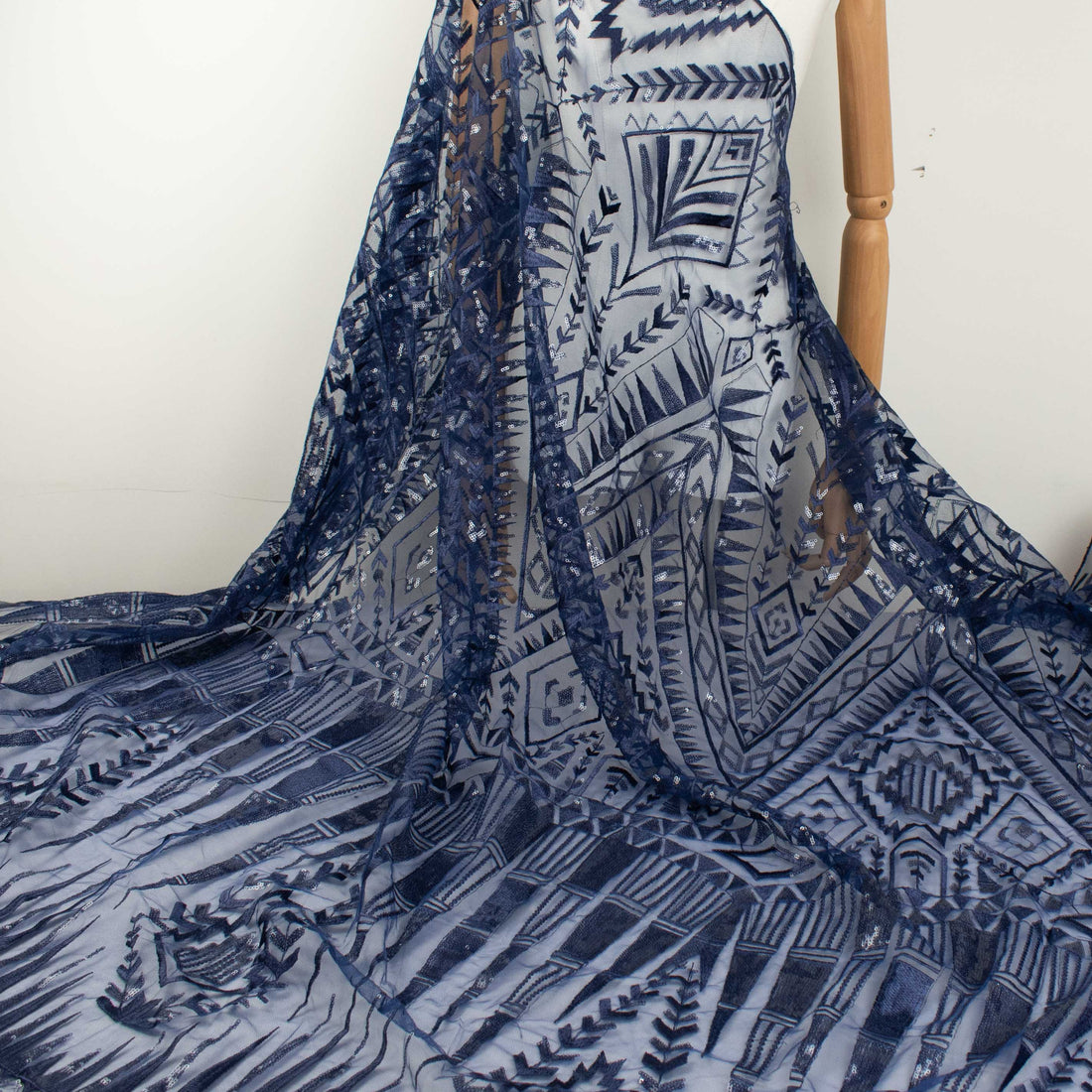 Sequin Geometric Lace Navy