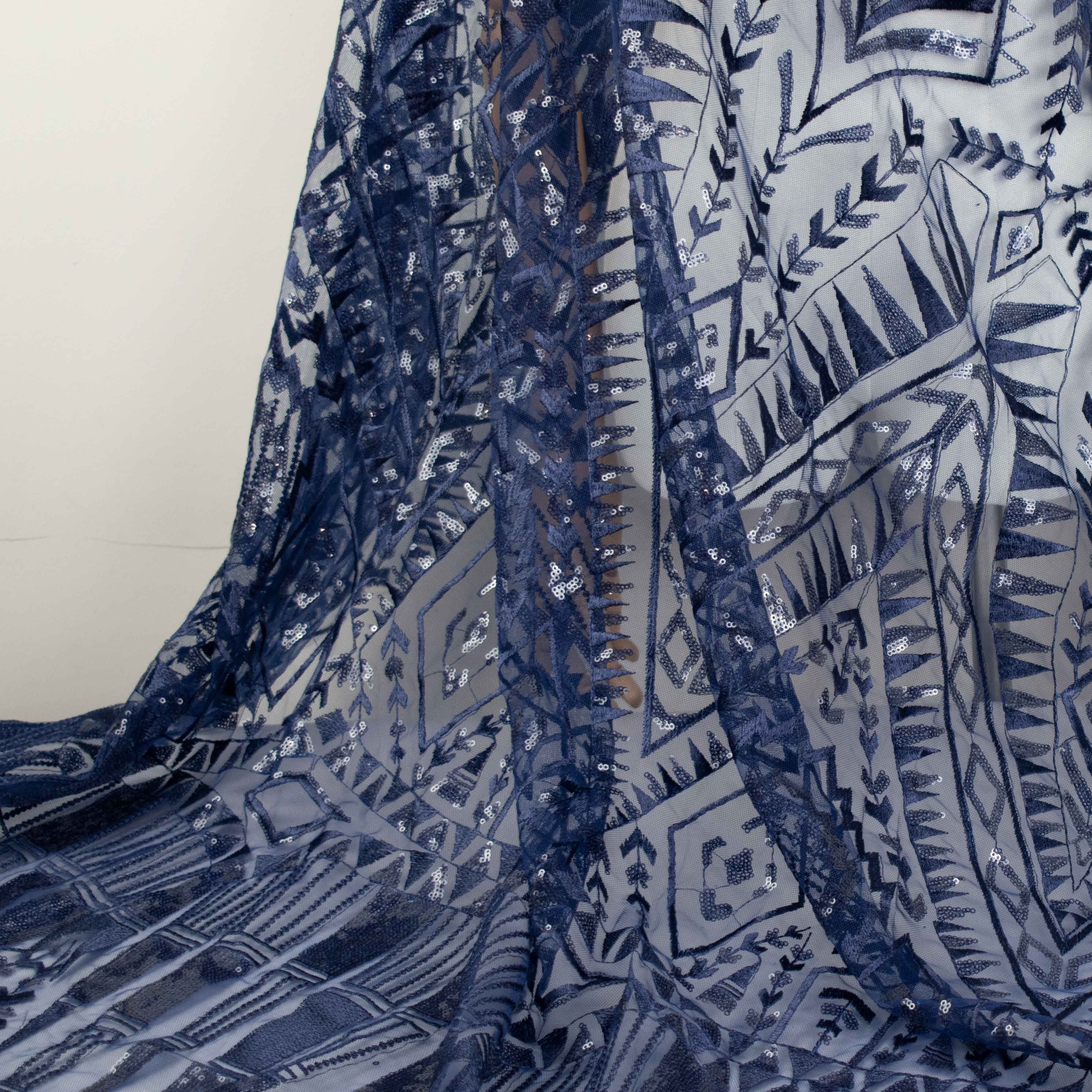Sequin Geometric Lace Navy