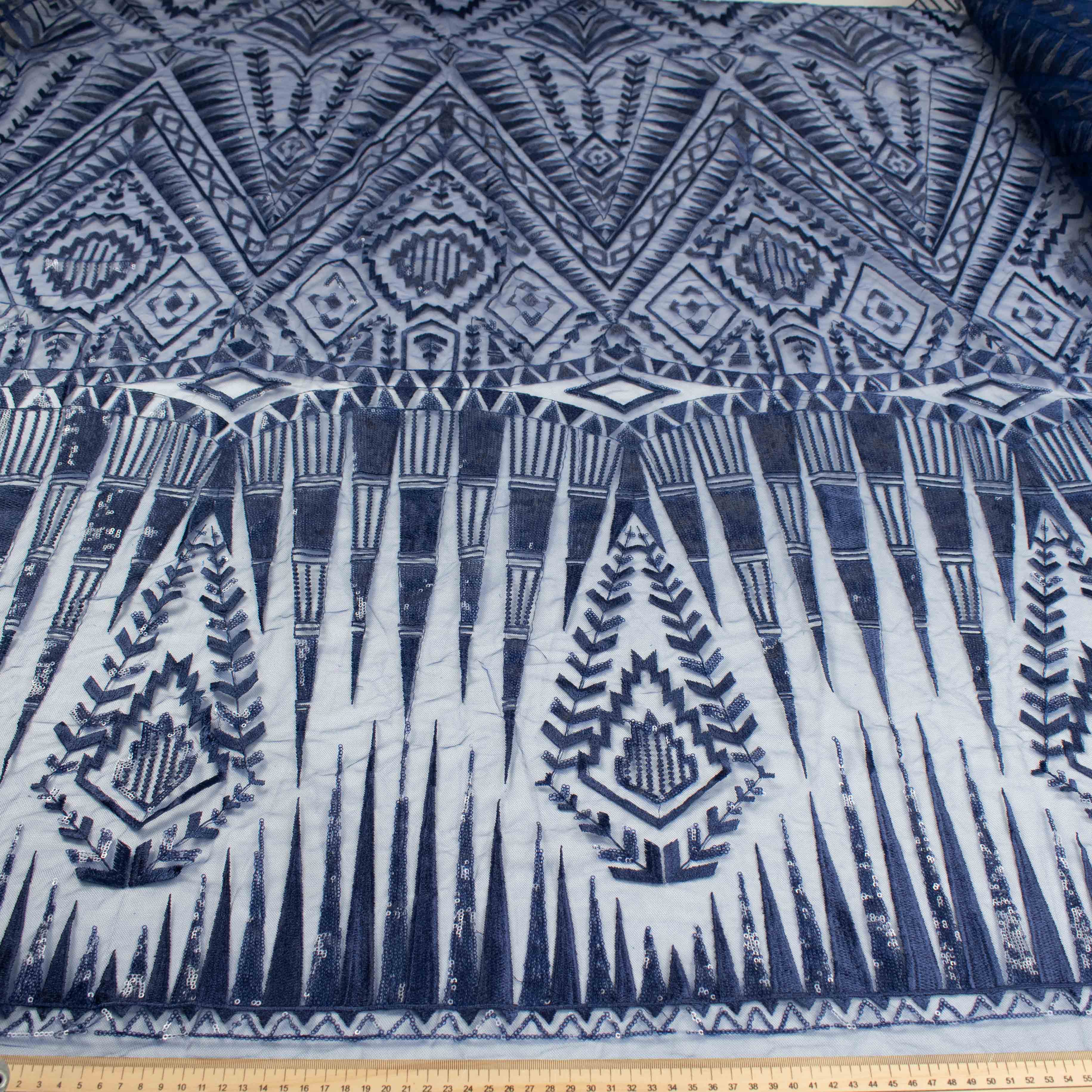 Sequin Geometric Lace Navy