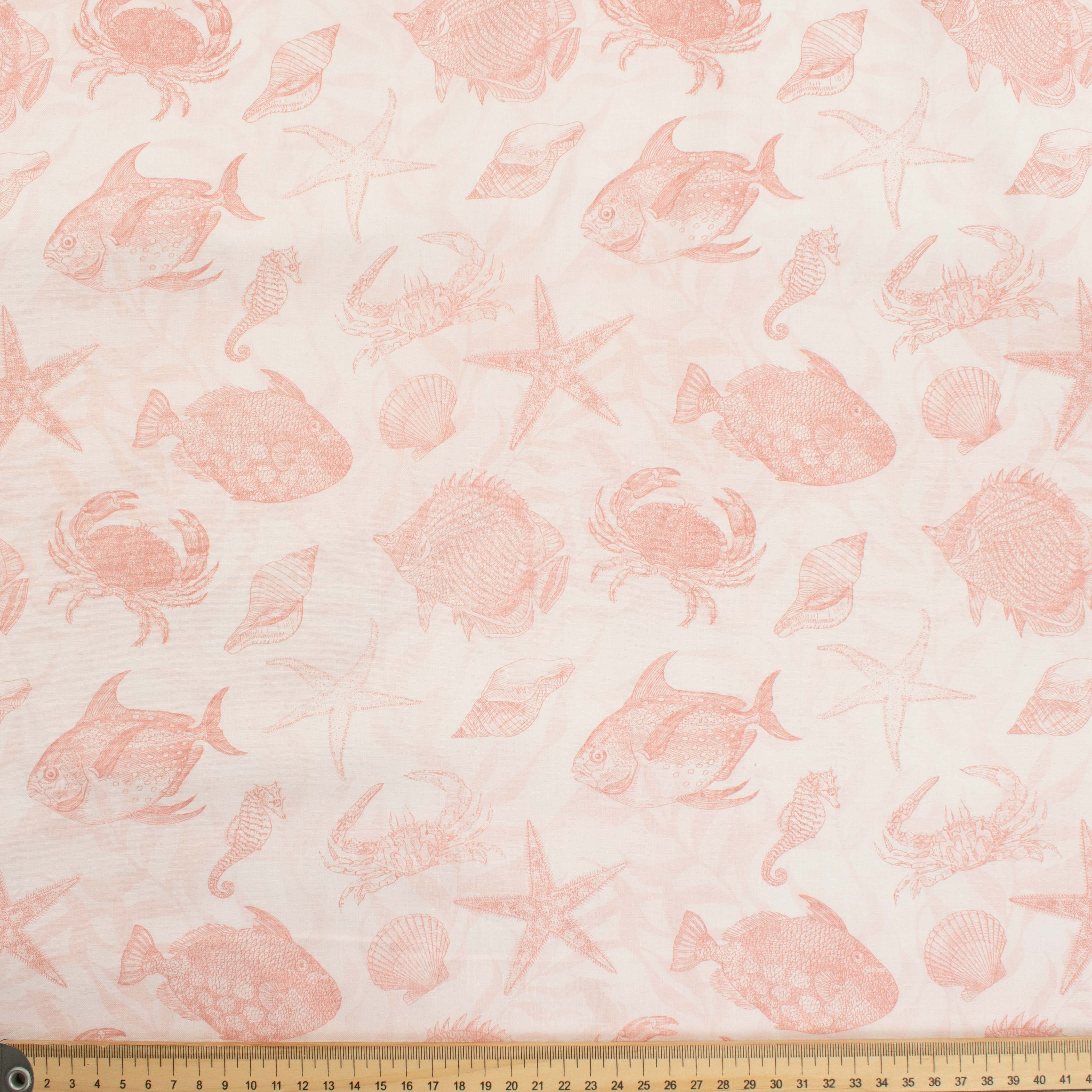 Wilmington Prints Seaside Wonders Pink Marine Organism Cotton Prints