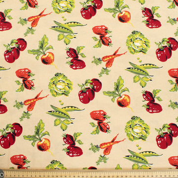 Wilmington Prints Coleslaw Vegetable on Latte Stripe Cotton Prints