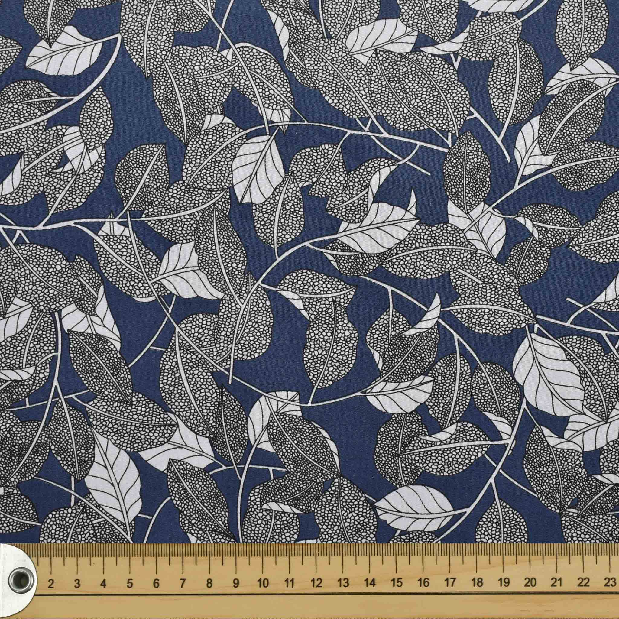 Blue Leaf Fall Cotton Print